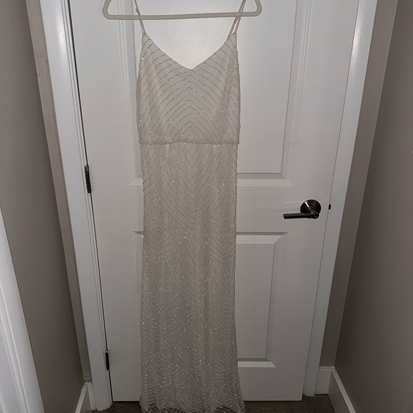 White beaded floor length lulus gown - Picture 2 of 5